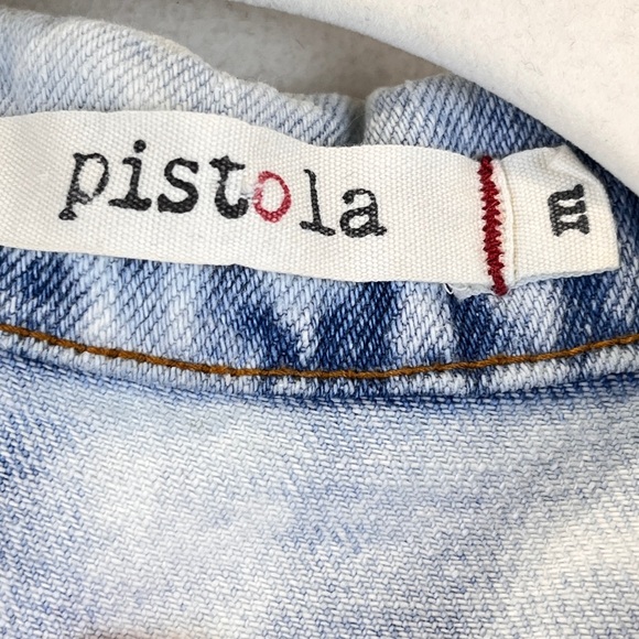 Pistola Boho Denim Distressed Vest Jacket Upcycled 3D Crochet Festival S/M - Picture 14 of 15